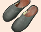 Burgundy men's faux leather slippers for indoor and outdoor wear