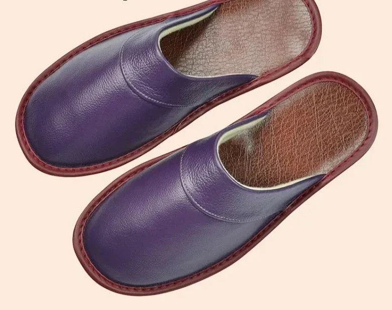 Black men's faux leather slippers for indoor and outdoor wear