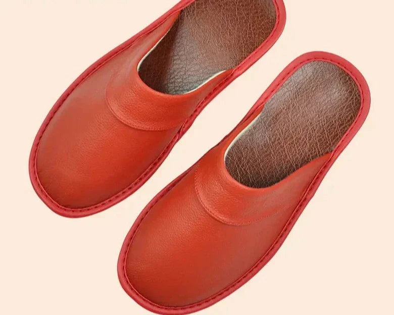 Black men's faux leather slippers for indoor and outdoor wear