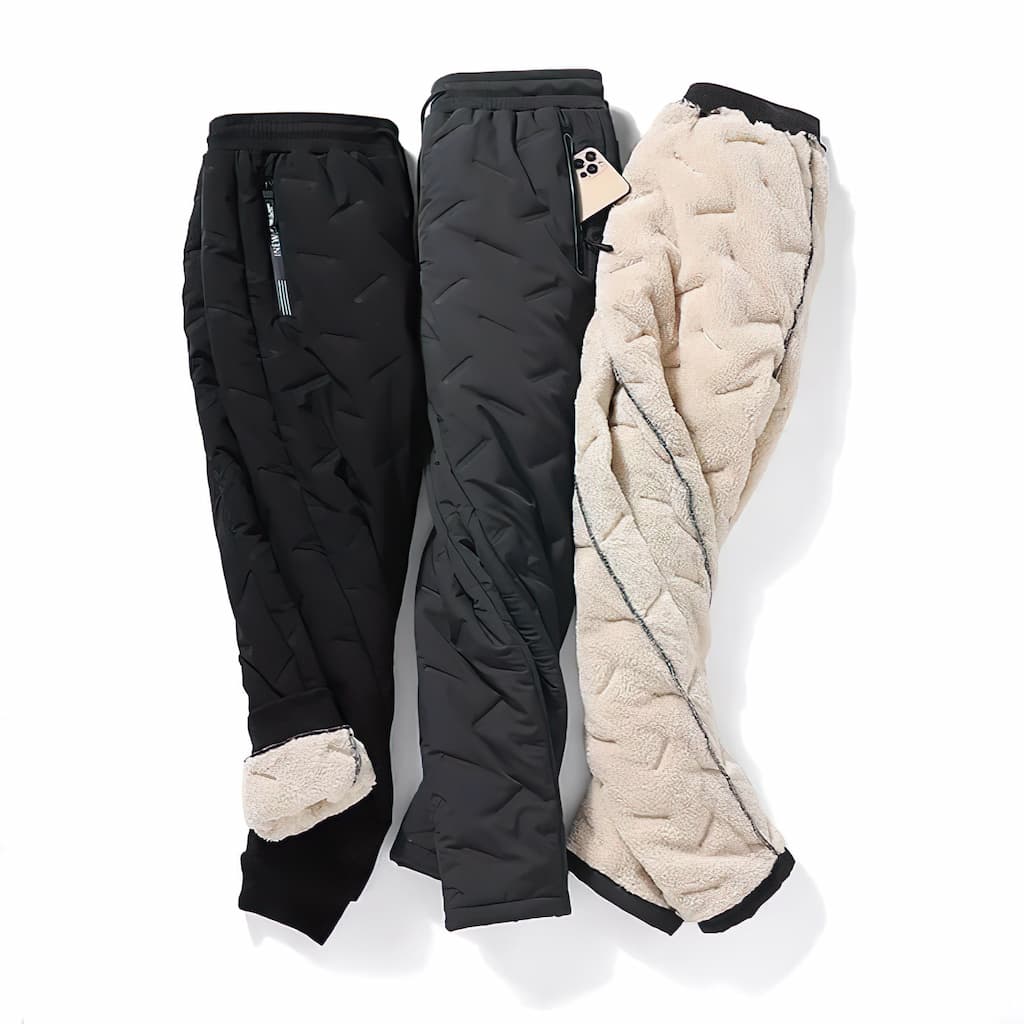 Women's fleece-lined thermal trousers with water-resistant shell in black