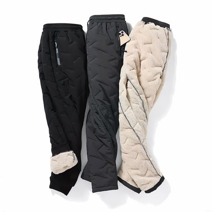 Women's fleece-lined thermal trousers with water-resistant shell in black