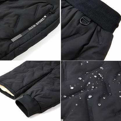 Women's fleece-lined thermal trousers with water-resistant shell in black