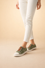 Women's blue slip-on trainers with a breathable knit upper
