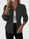 Women's Black Zip-Up Longline Autumn Hoodie with Drawstring Hood