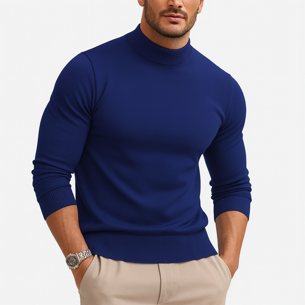 Men's white roll neck jumper soft knit for autumn layering