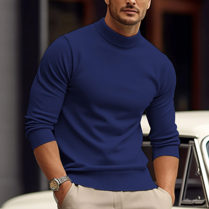 Men's white roll neck jumper soft knit for autumn layering