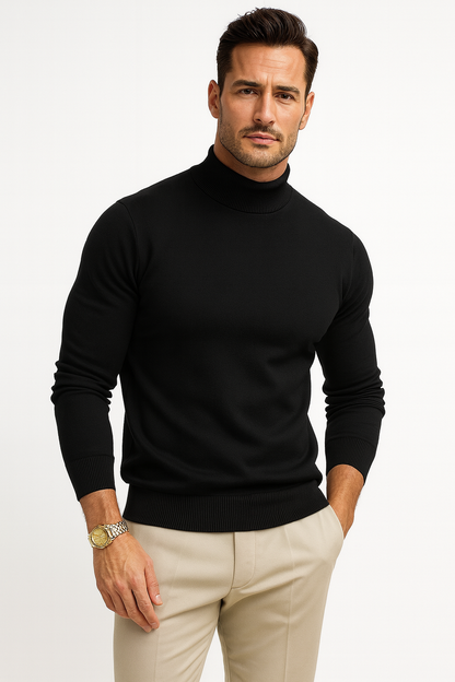 Men's white roll neck jumper soft knit for autumn layering