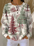 Pine forest print waffle-knit Christmas jumper, product still life