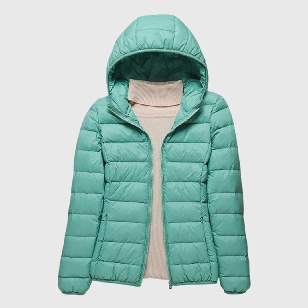 Women's Black Quilted Jacket with Stand-Up Collar