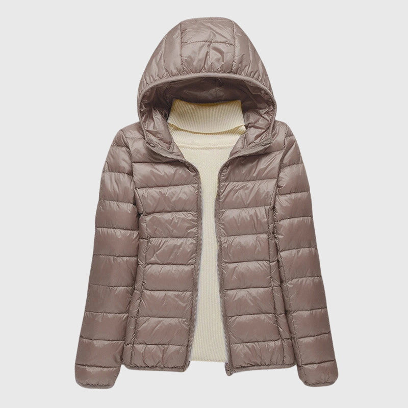 Women's Blue Hooded Quilted Jacket, Ultra-Light