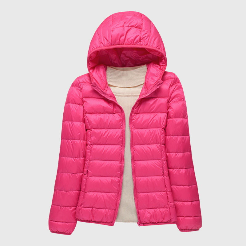 Women's Black Hooded Quilted Jacket, Ultra-Light