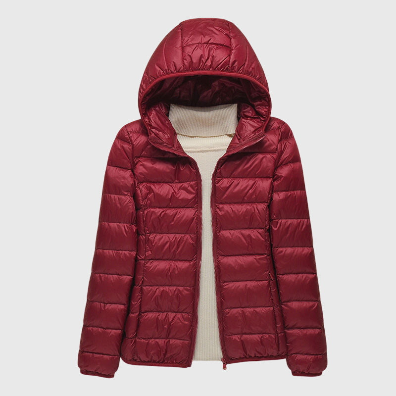 Women's Purple Hooded Quilted Jacket, Ultra-Light