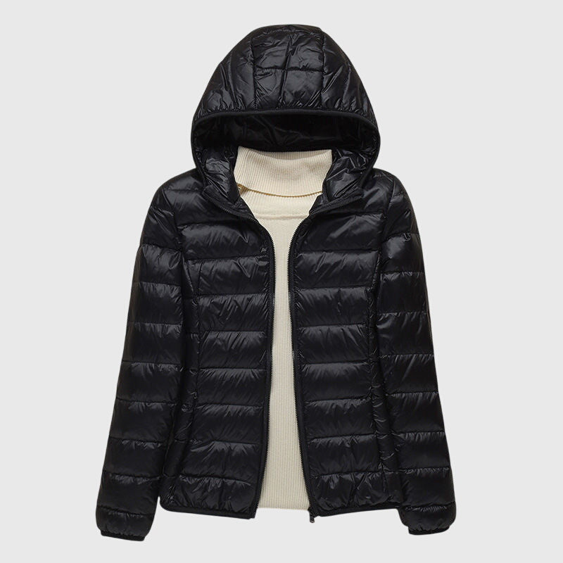 Women's Pink Hooded Quilted Jacket, Ultra-Light