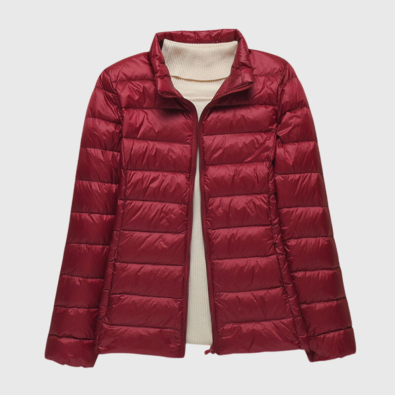 Women's Beige Hooded Quilted Jacket, Ultra-Light
