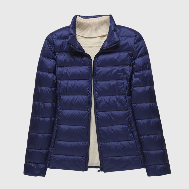 Women's Blue Hooded Quilted Jacket, Ultra-Light