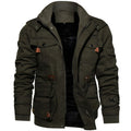Men's dark green hooded waterproof field jacket with fleece lining