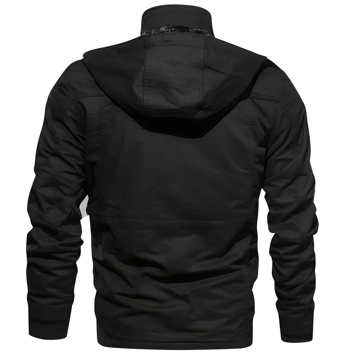 Men's brown hooded waterproof field jacket with fleece lining