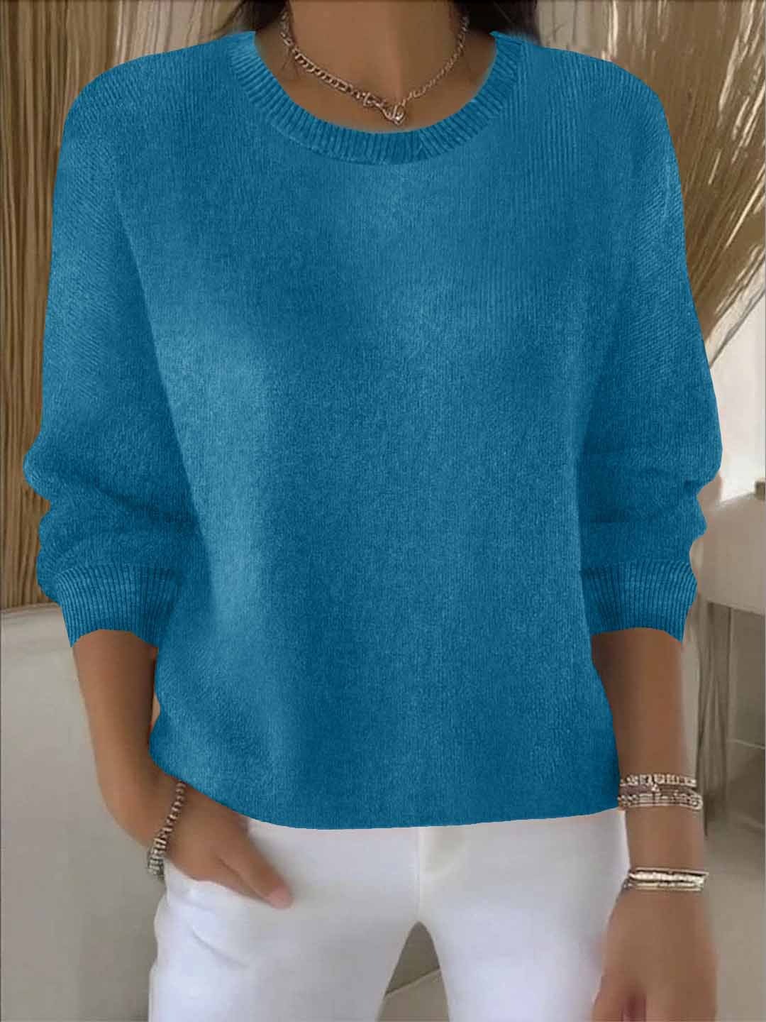 Women's blue relaxed fit soft knit jumper for cooler days