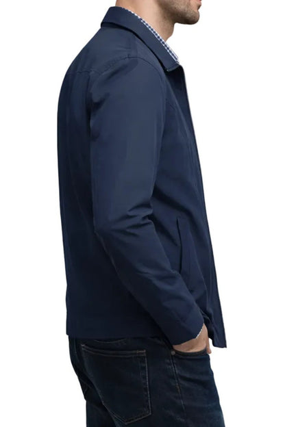 Men's blue check lining harrington jacket for autumn