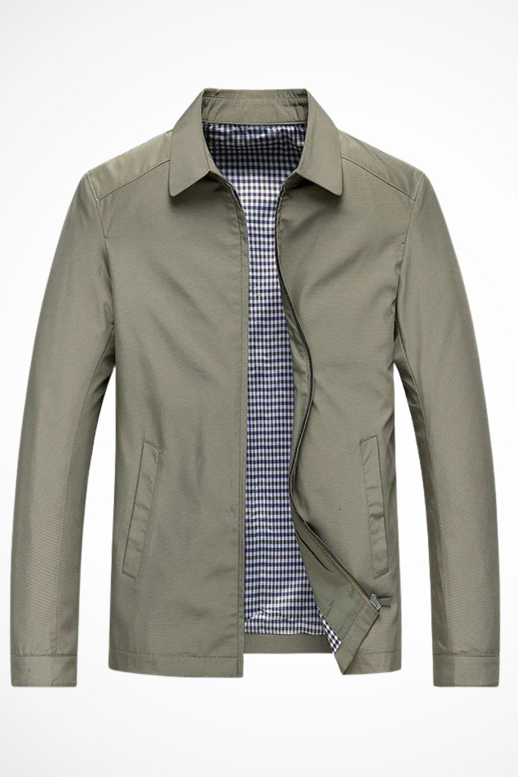 Men's black check lining harrington jacket for autumn