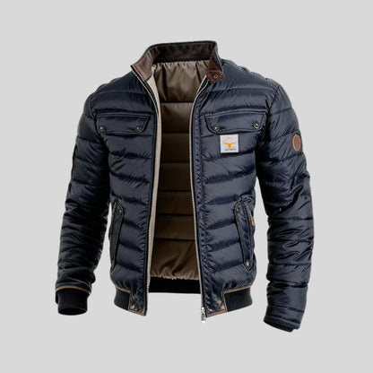 Men's quilted down puffer jacket with a windproof shell for autumn