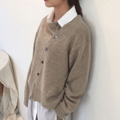 Brown cashmere V-neck jumper with a soft, refined finish for autumn