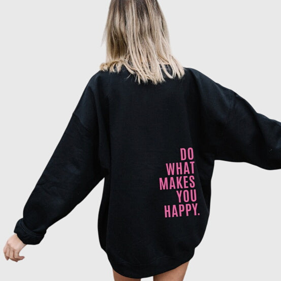 Women's Dark Pink Oversized Slogan Print Drawstring Autumn Hoodie