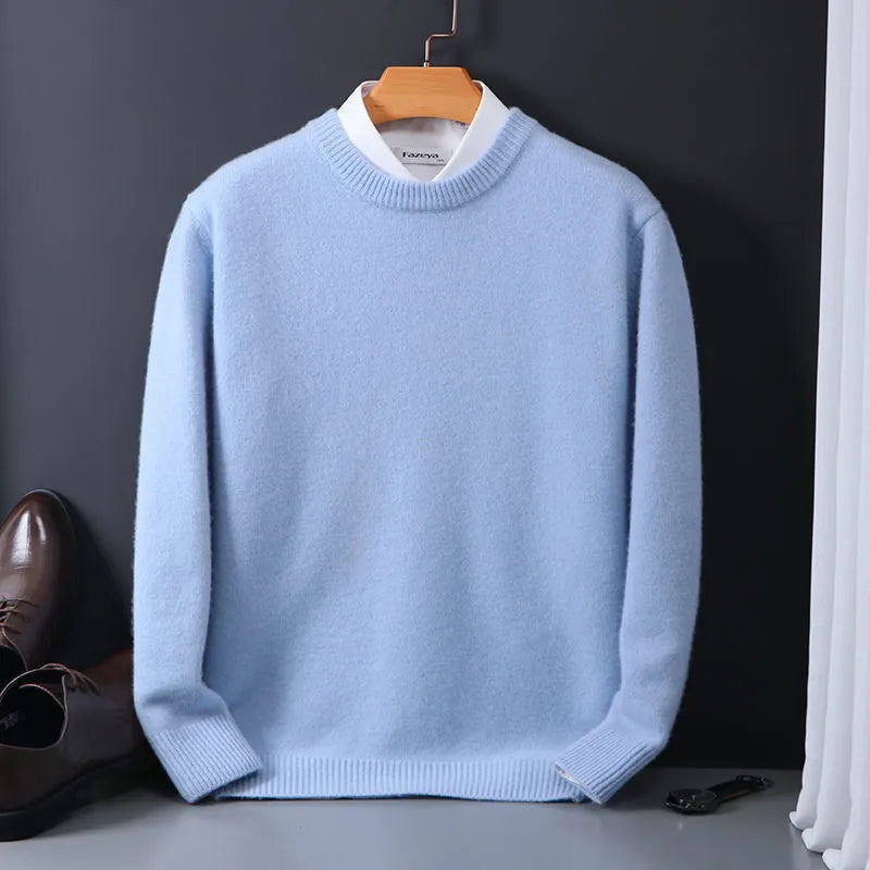 Men's black cashmere crew neck jumper for autumn layering