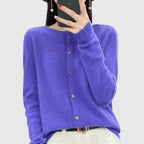 Women's Brown Comfortable Button-Front Knitted Autumn Cardigan