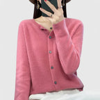 Women's White Comfortable Button-Front Knitted Autumn Cardigan