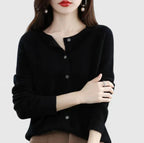 Women's Camel Comfortable Button-Front Knitted Autumn Cardigan