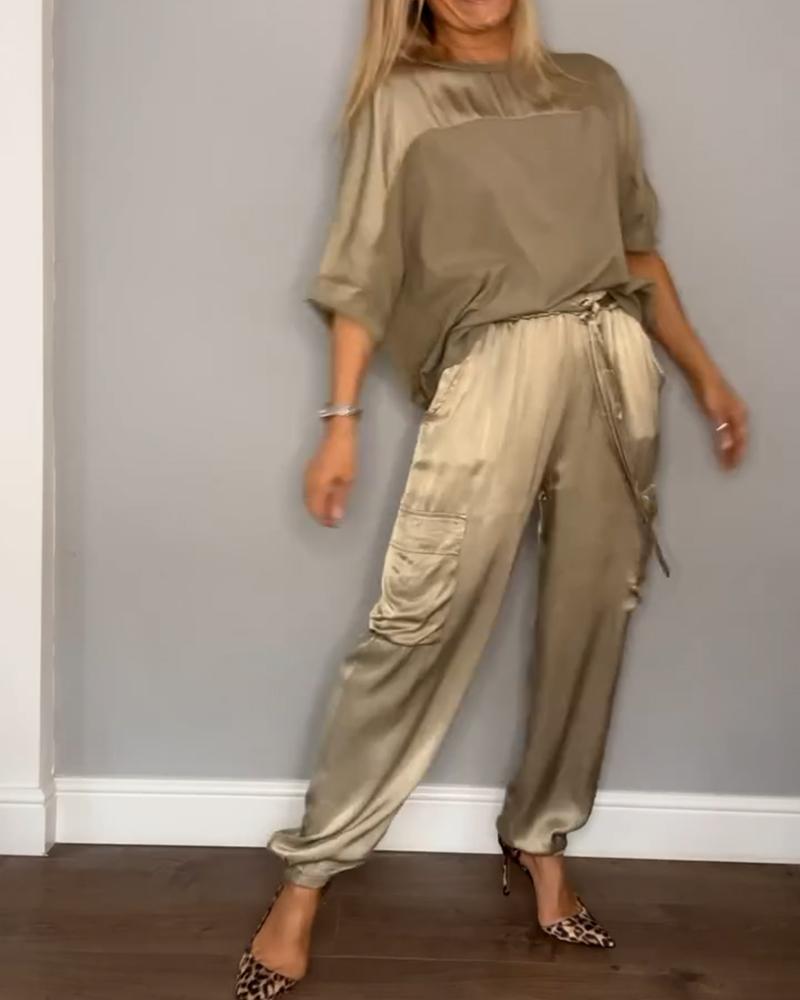 Women's tailored satin co-ord set in gold