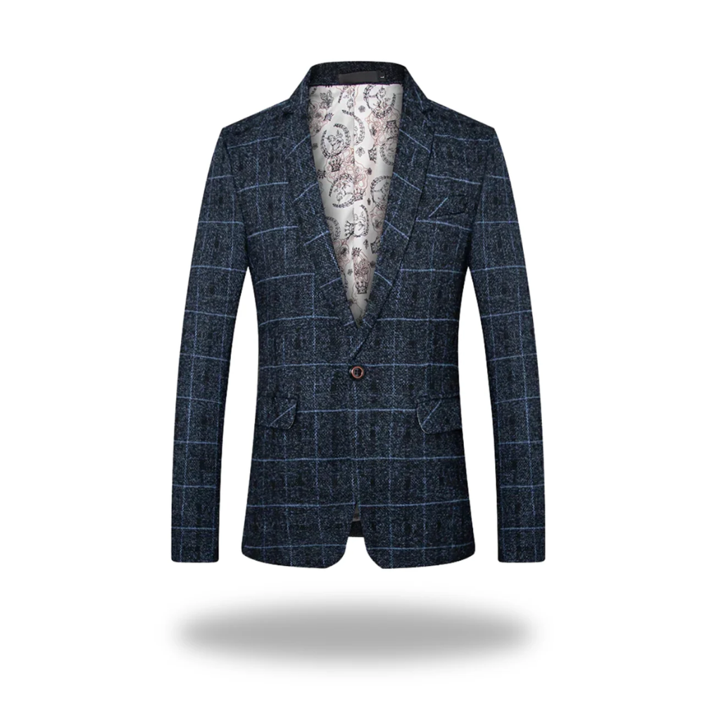 Men's navy blue tailored slim fit blazer for smart occasions