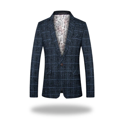 Men's navy blue tailored slim fit blazer for smart occasions