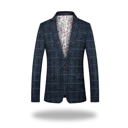 Men's navy blue tailored slim fit blazer for smart occasions