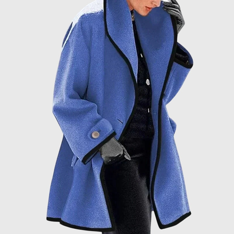 Women's Red Elegant Trendy Fleece Contrast Trim Autumn Jacket