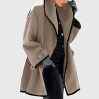 Women's Purple Elegant Trendy Fleece Contrast Trim Autumn Jacket