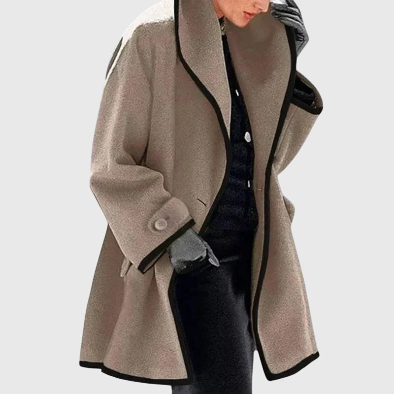 Women's Purple Elegant Trendy Fleece Contrast Trim Autumn Jacket