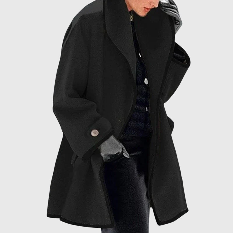 Women's Brown Elegant Trendy Fleece Contrast Trim Autumn Jacket