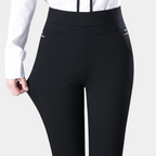 Women's high-waist stretch trousers in black
