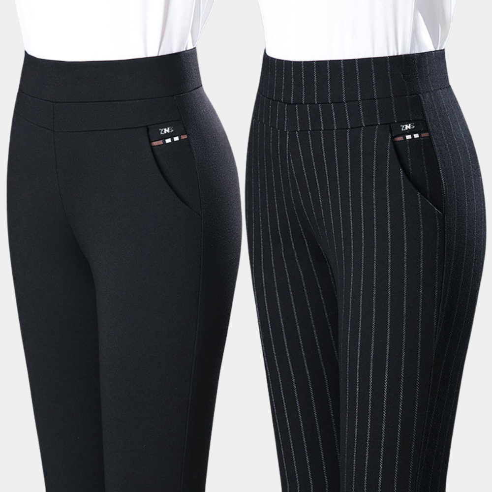 Women's high-waist stretch trousers in black