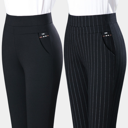 Women's high-waist stretch trousers in black