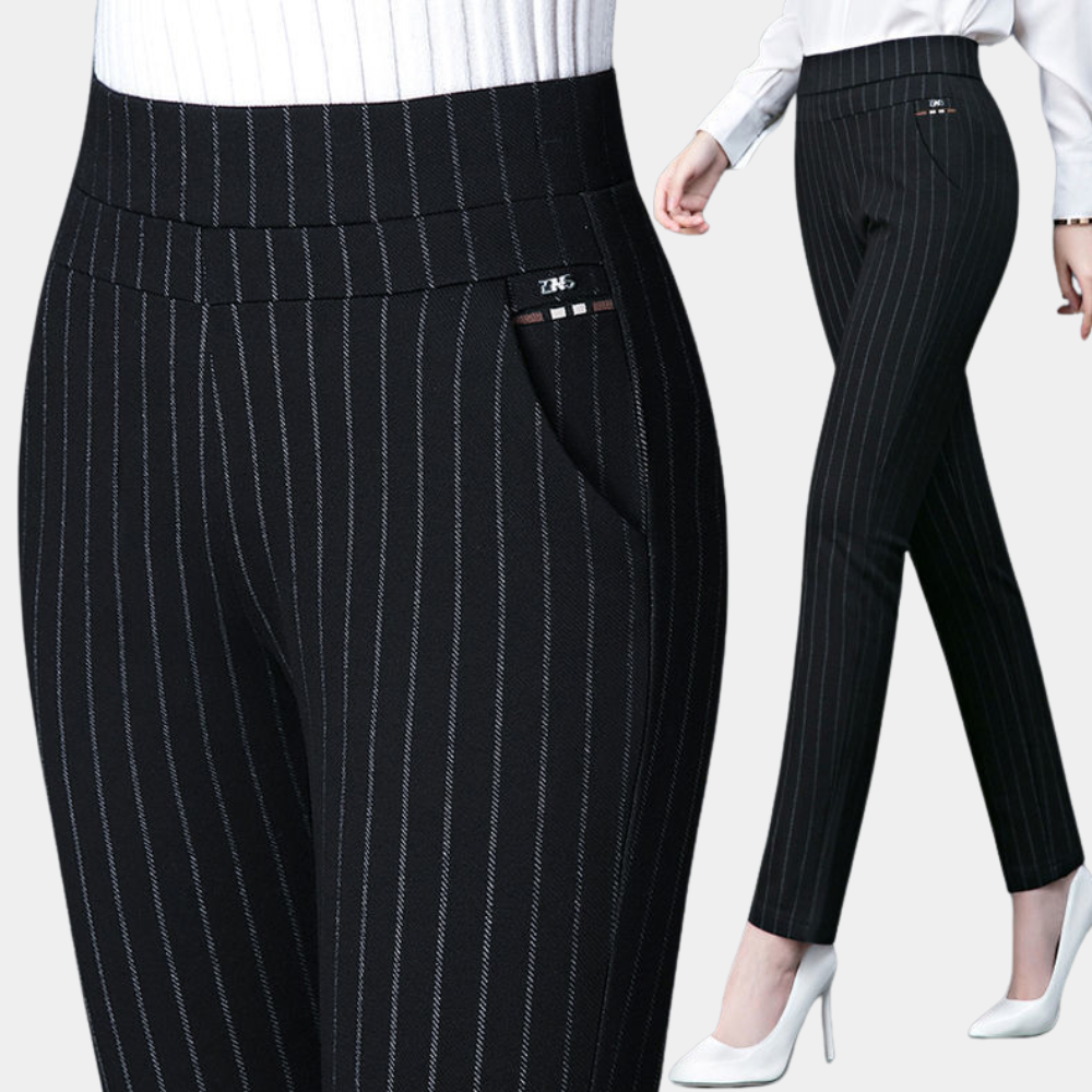 Women's high-waist stretch trousers in black