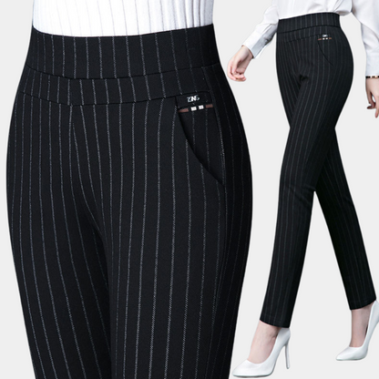 Women's high-waist stretch trousers in black