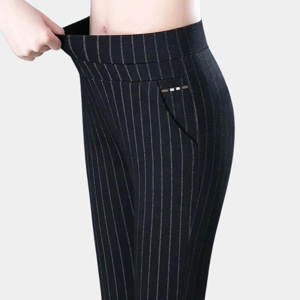 Women's high-waist stretch trousers in black