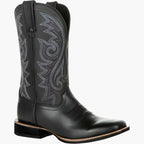 Brown men's Western cowboy boots with a stitched shaft and pointed toe