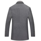 Men's grey wool blend overcoat with a detachable collar