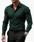 Men's slim fit long sleeve business shirt in black