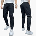 Men's slim tapered stretch cargo trousers with practical pockets in black