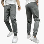 Men's slim tapered stretch cargo trousers with practical pockets in black
